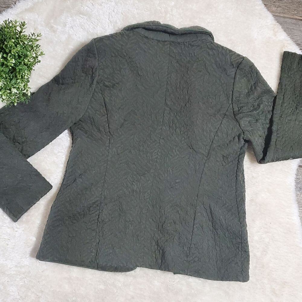 Chico's Green Folded Collar Open Front Buttonless Blazer Jacket, Chicos 1 US M/8 - Picture 6 of 7